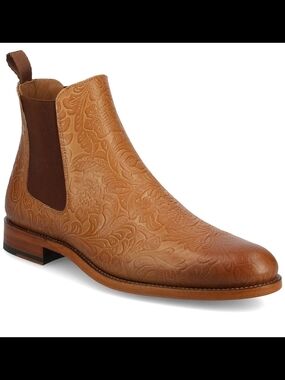 Taft Jude Men's Floral Embossed Chukka Boot in Cognac Tan Size 43